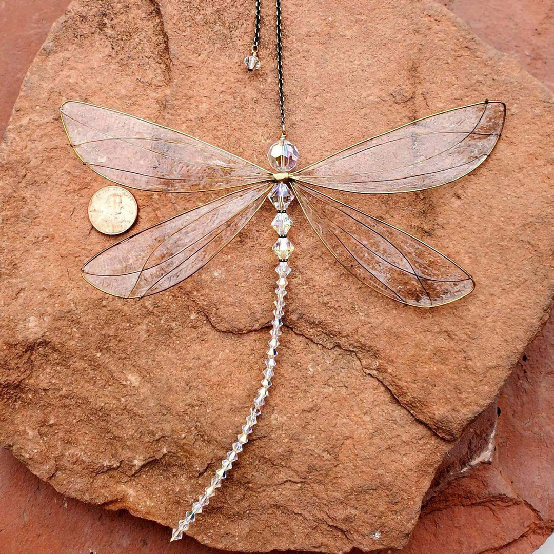 Suncatcher Dragonfly, Small Dazzlefly Dragonfly Sun Catcher with Crystals,Rainbow Maker Pendant Window Hanging Ornamen…