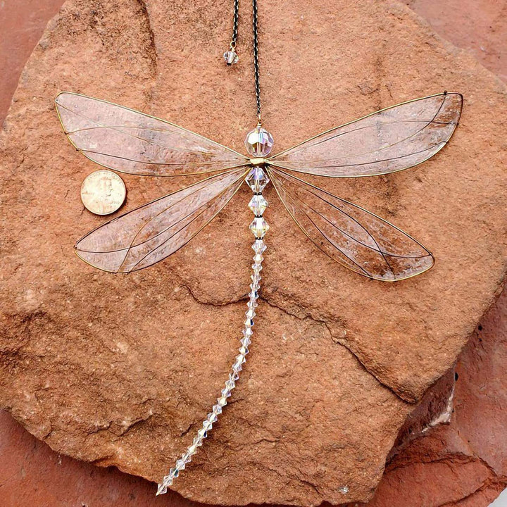 Suncatcher Dragonfly, Small Dazzlefly Dragonfly Sun Catcher with Crystals,Rainbow Maker Pendant Window Hanging Ornamen…