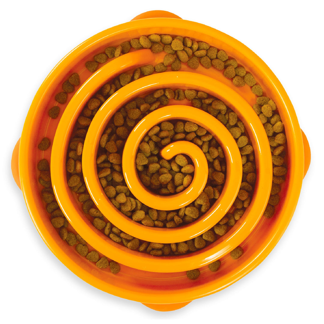 Fun Feeder Slo Bowl, Large Slow Feeder Dog Bowl, 4 Cups, Orange