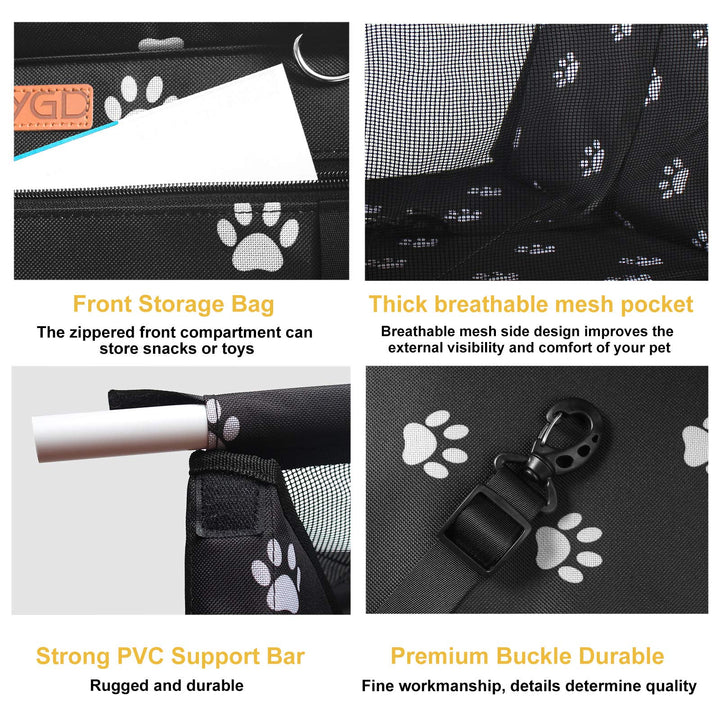 Pet Dog Booster Seat, with Upgrade Support Rod, Breathable and Foldable Pet Car Basket, Pet Dog Car Portable Seat, Suitable for Small and Medium Pets