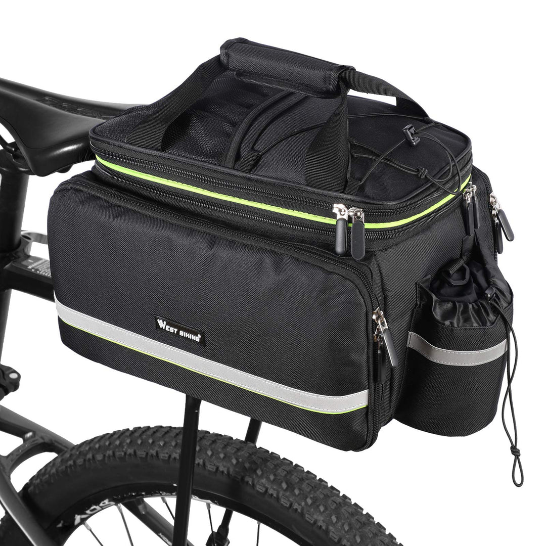 Bike Rear Pannier Bag Waterproof, 35L Large Capacity Multi-Function Bicycle Rack Rear Carrier Bag, Detachable Bike Tail Seat Trunk Bag Handbag Shoulder Strap Bike Storage Bag