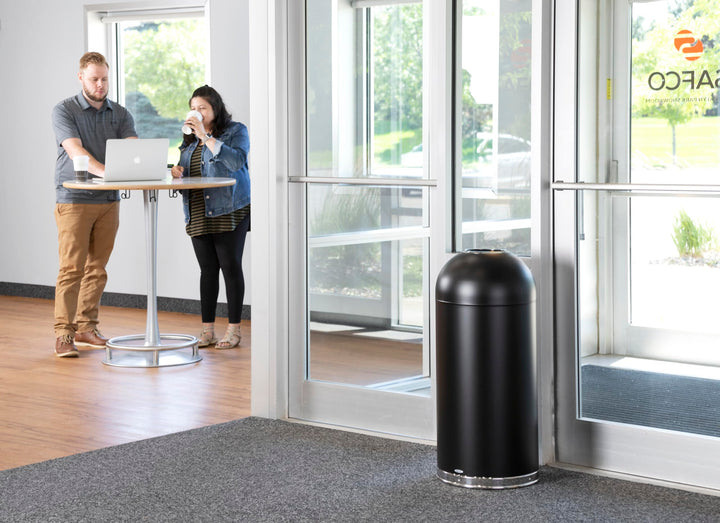 Open Top Dome Trash Can, Touch-Free Garbage Bin, Durable, Puncture-Resistant, 15 Gallons, Black
