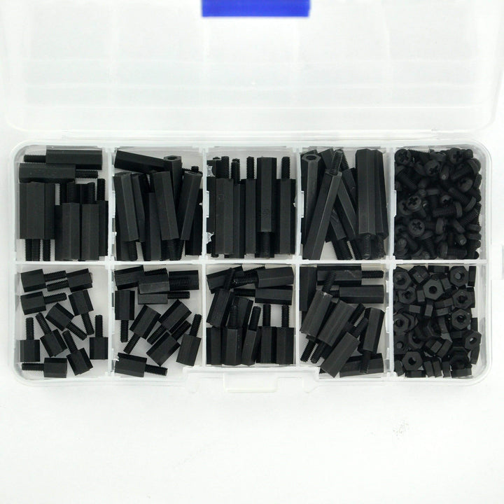 M2.5 Black Nylon Hex M-F Spacer/Screw/Nut Assorted Kit, for Raspberry-Pi, Standoff.