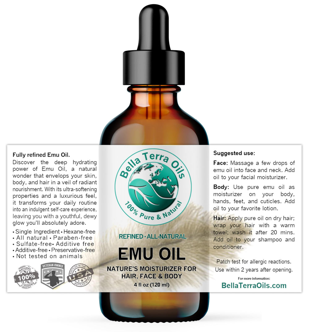 - Emu Oil 4 oz - Genuine Pure Australian Emu, Infused with Linoleic & Oleic Acid, Perfect Companion for Lustrous Skin