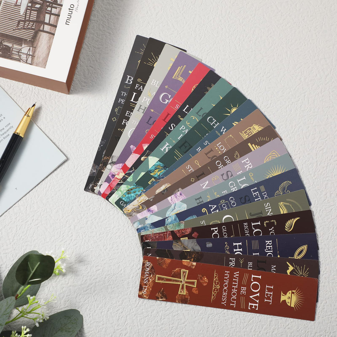 60 Pieces Bible Verses Bookmarks with Crucifix Christian Scripture Book Marker Religious Prayer Biblical Inspirational Quote Bookmarks for Men Women Reading Reward Church Supplies
