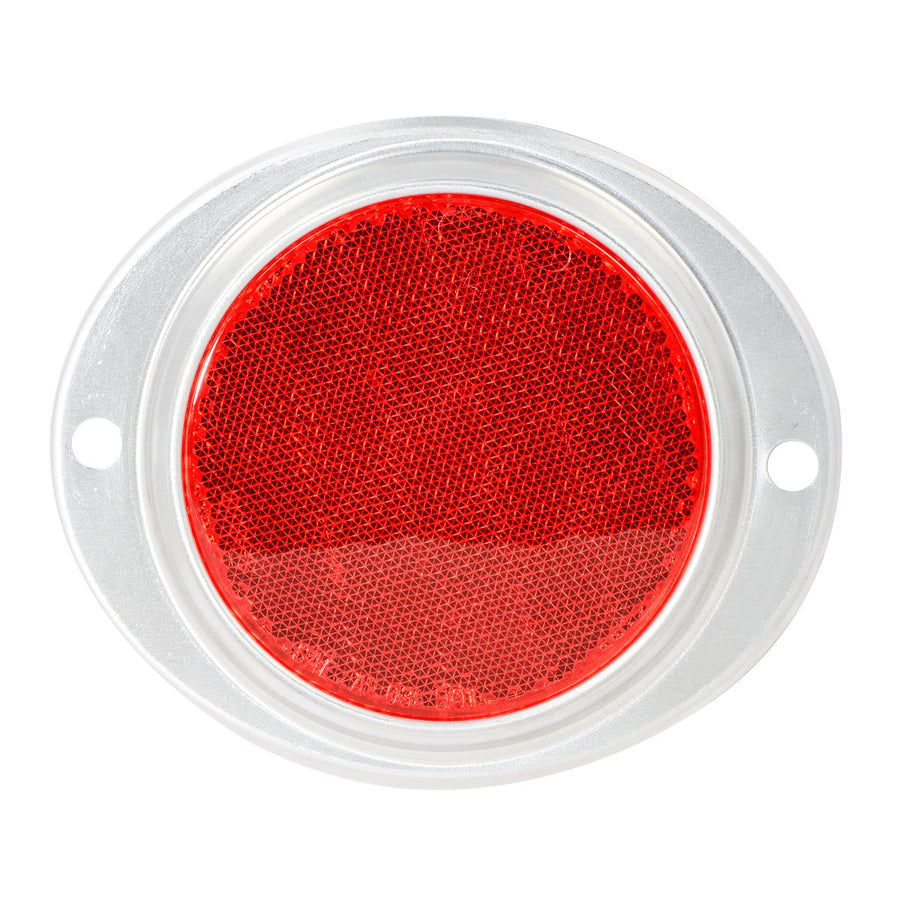 80816 Red 3†Round Reflector with Aluminum Base for Trucks, Towing, Trailers, RVs and Buses, 1 Pack