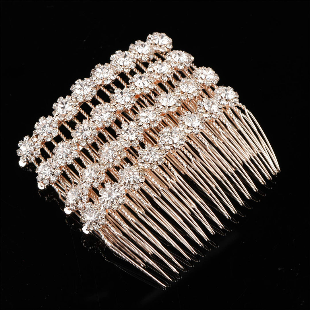 4 Pack High-grade Alloy Diamond Rhinestone Flower Hair Side Combs Wedding Bridal Jewelry Hair Clips for Women