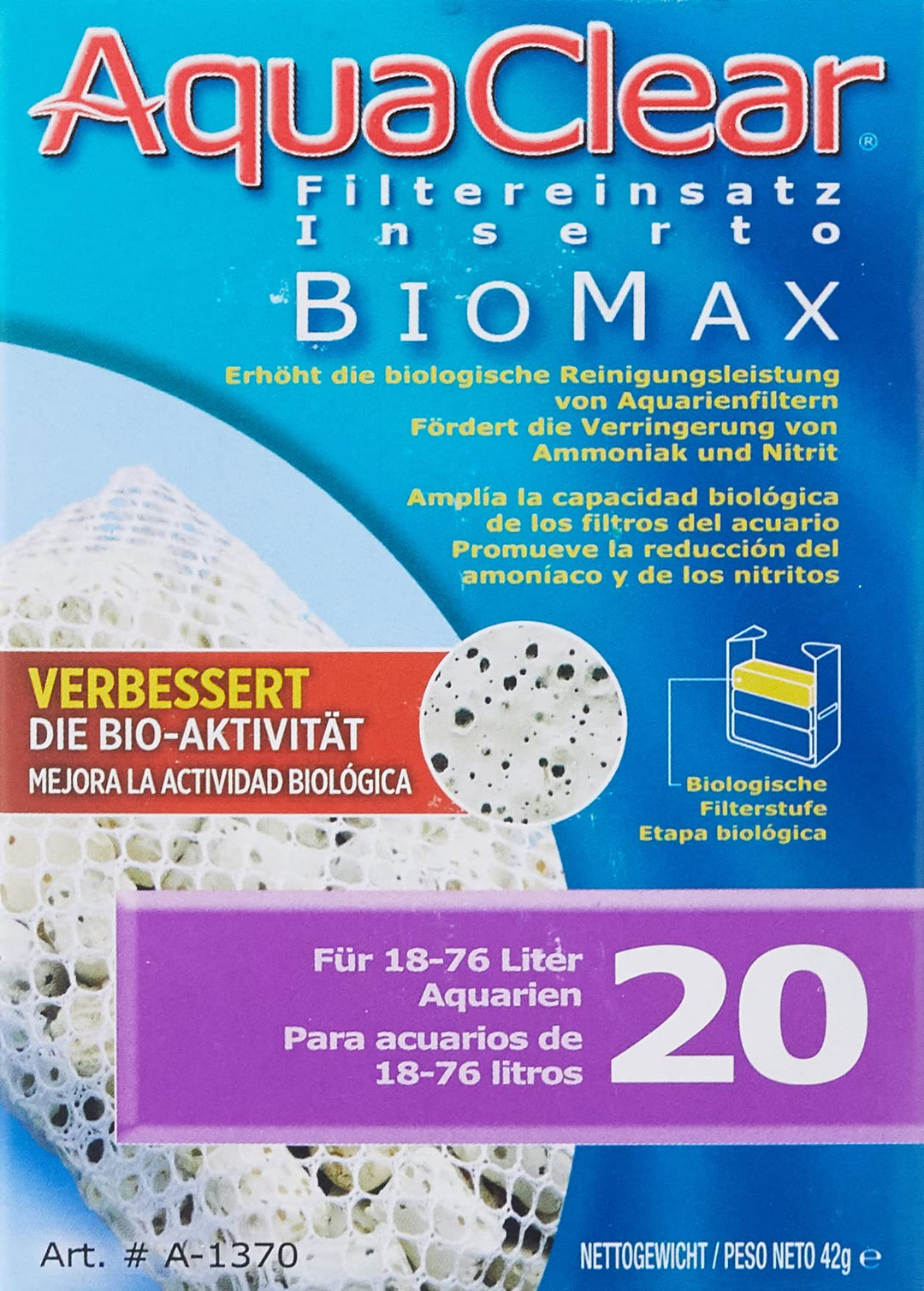 Aqua Clear 20 BioMax, Aquarium Filter Replacement Media, A1370A1