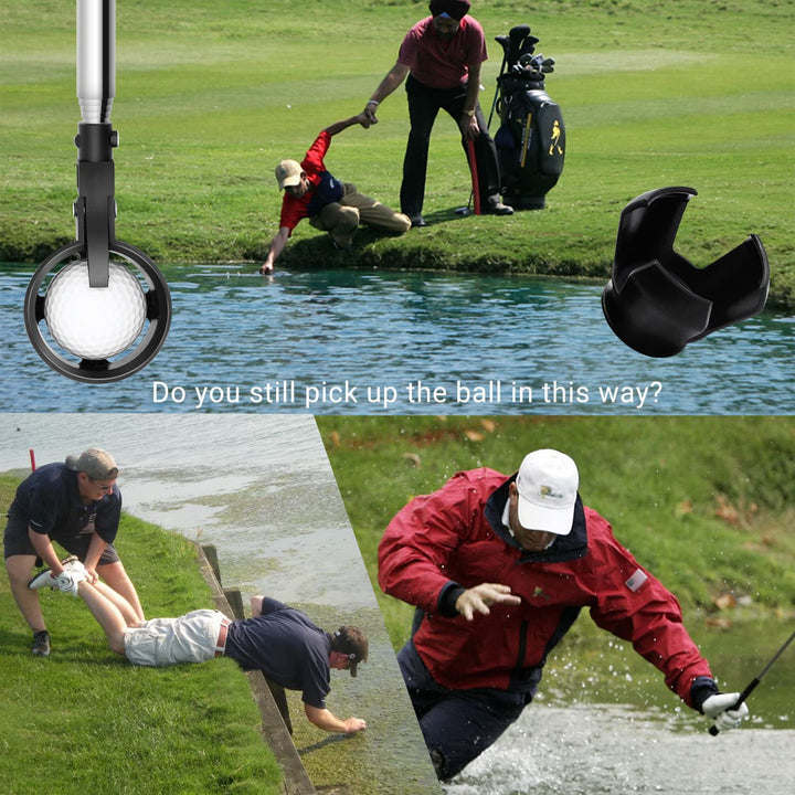 Golf Ball Retriever, Stainless Telescopic Extendable Golf Ball Retriever for Water w/Golf Ball Pick Up Retriever Grabber Claw Sucker Tool, Golf Gift for Men (6ft)