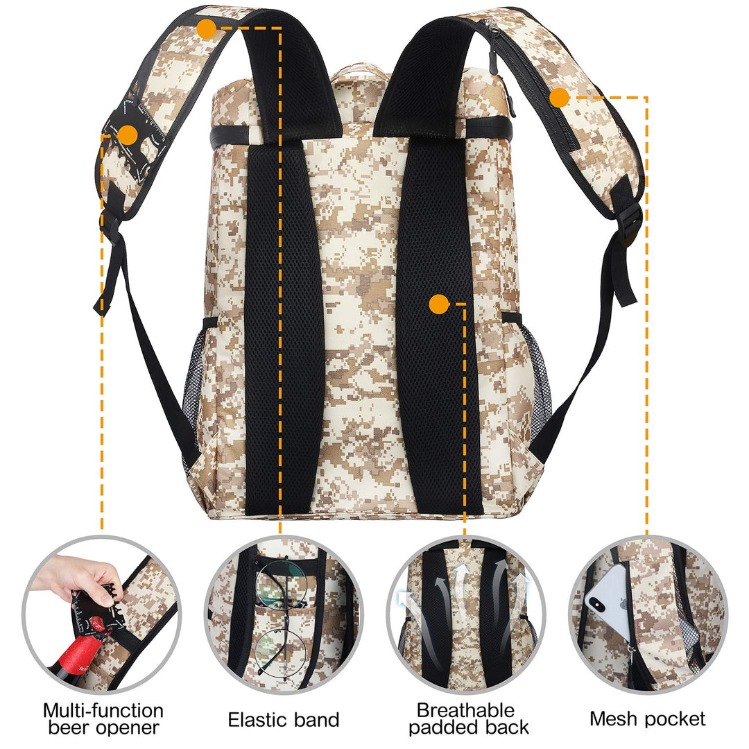 Insulated Cooler Backpack Leakproof Soft Cooler Bag Lightweight Backpack with Cooler for Lunch Picnic Hiking Camping Beach Park Day Trips 45 Cans