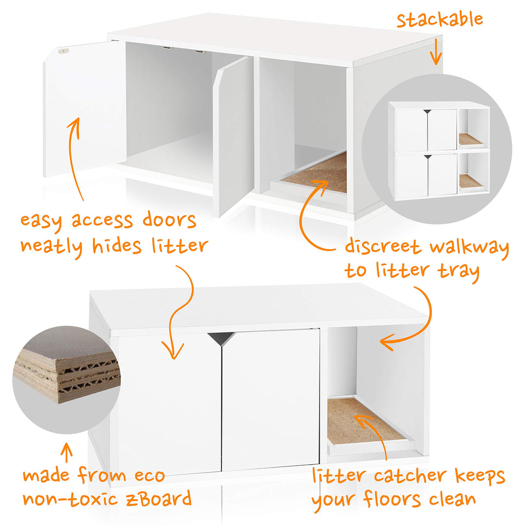 WAY BASICS Cat Litter Box Enclosure Hidden Furniture (Scratch Pad Included)