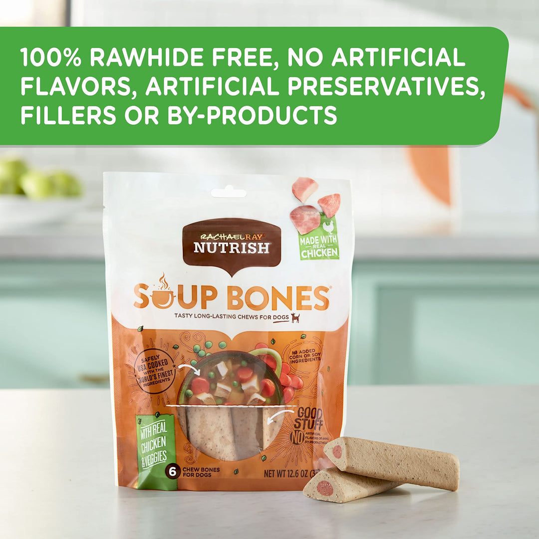 Rachael Ray Soup Bones Minis Dog Treats, Chicken & Veggies Flavor, 6 Bones (Pack of 8)