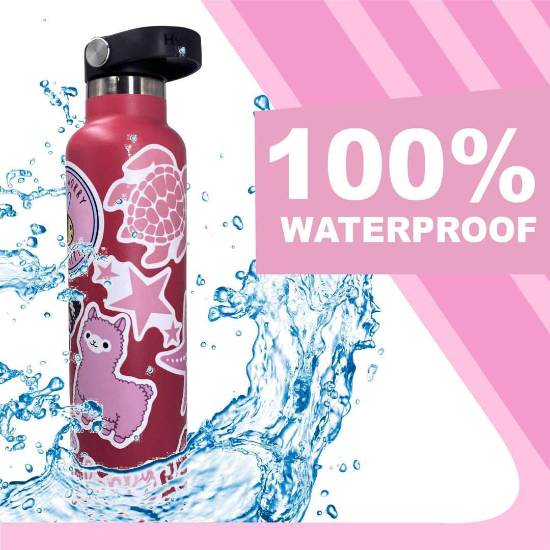 100pcs Preppy Stickers Pink Cute Vinyl Aesthetic Water Bottle Stickers Waterproof 100 Sticker Pack for Laptop Water Bottles Computer Phone Stickers for Kids Teen Girls Stocking Stuffer Gift