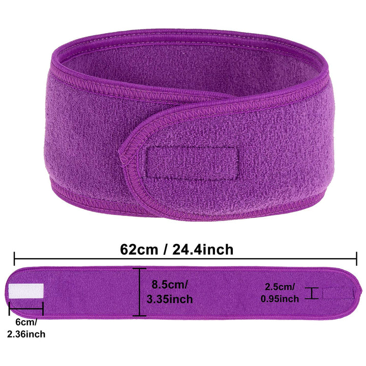 Spa Facial Headband 4 Packs Head Wrap Terry Cloth Headband Adjustable Stretch Towel for Bath, Makeup and Sport (Purple)