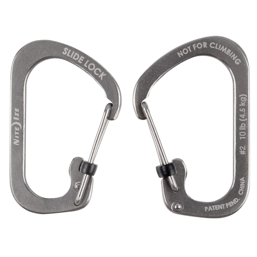 Locking Carabiner Clip, Silver, 1-3/32 in., Stainless