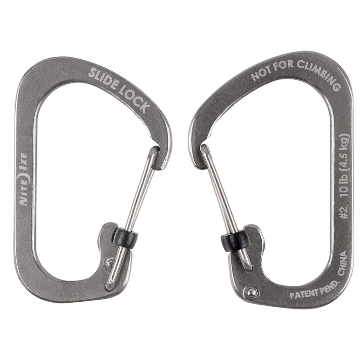 Locking Carabiner Clip, Silver, 1-3/32 in., Stainless
