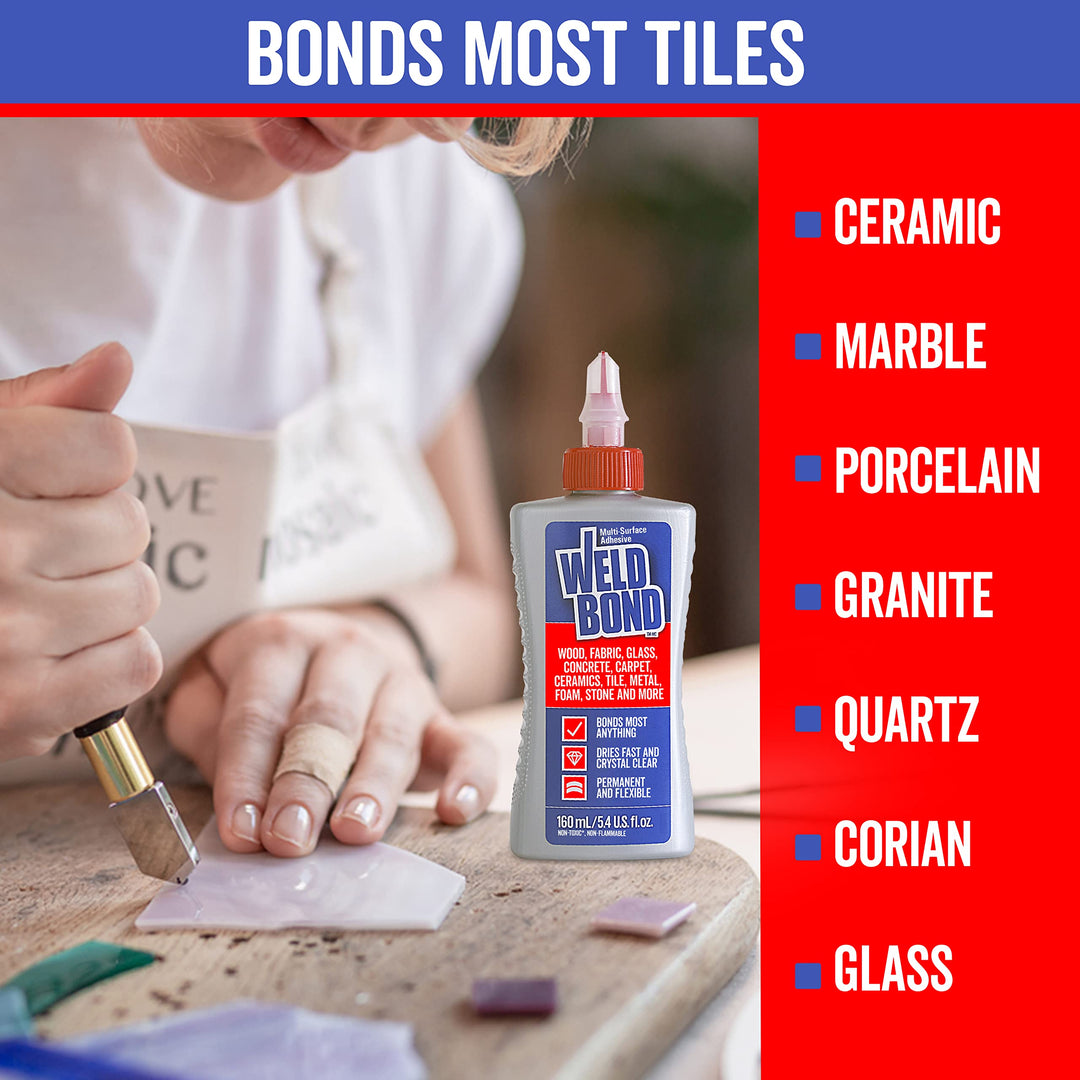 Non-Toxic Multi-Surface Glue That Bonds Anything! Use as Wood Glue or for Glass Mosaic Ceramic Pottery Craft Tile Porcelaine Stone Jewelry Fabric Furniture & More. 1-Pack