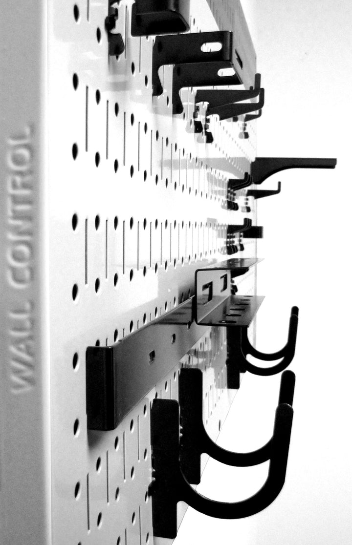 Modular Pegboard Tool Organizer System - Wall-Mounted Metal Peg Board Tool Storage Unit for Pegboard Tiling (White Pegboard)
