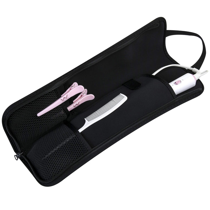 Case Star Universal Curling Iron Cover Sleeve and New Added Cable Holder for Hair Styling Tools Storage Flat Iron Travel Case Bag Hair Straightener Roll Bag Flat Iron Case (Black)