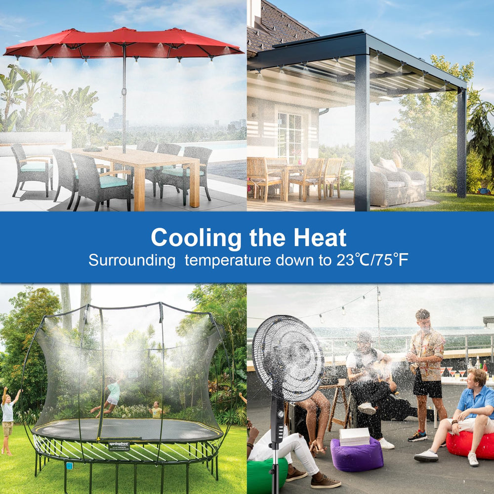 Misters for Outside Patio,Outdoor Water Misting Cooling System,50FT|15M.Backyard Mist Kit for Garden,Greenhouse,Fan,Deck,Umbrella,Canopy,Pool,Porch.Trampoline Sprinkler Park,BBQ Party Accessories…