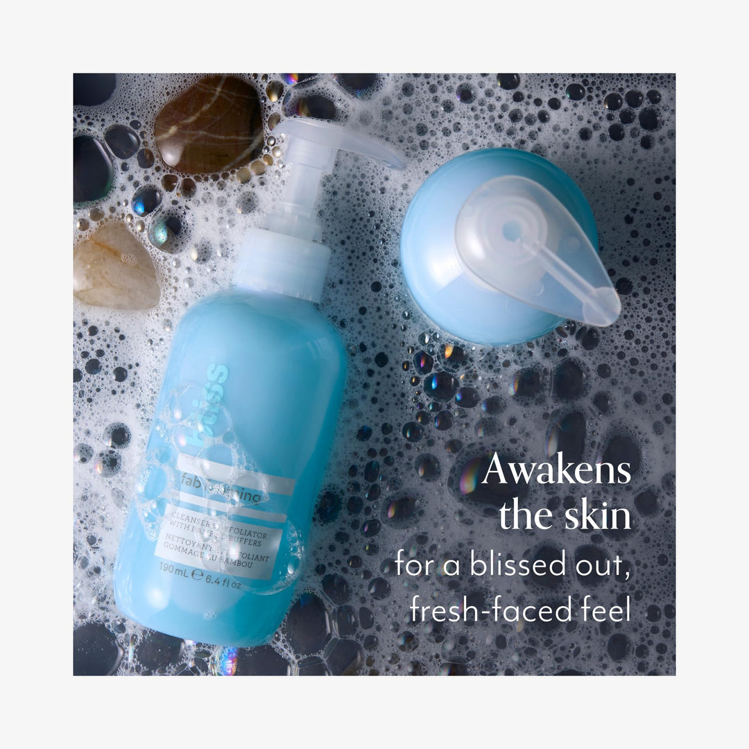 Fab Foaming 2-In-1 Cleanser and Exfoliator with Bamboo Buffers - 6.4 Fl Oz - Oil-Free Gel Face Wash - Makeup Remover - Vegan & Cruelty Free