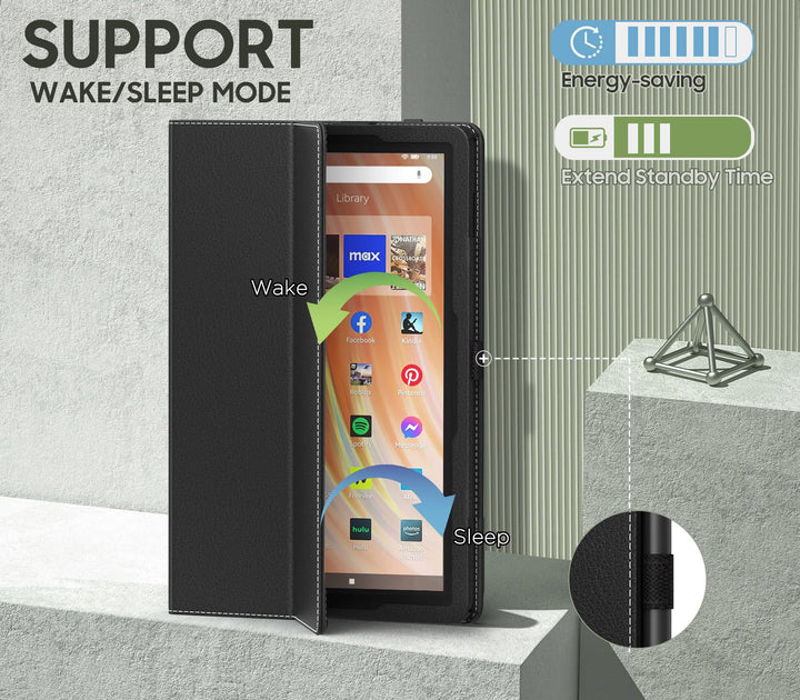 Case Fits All-New Amazon Kindle Fire HD 10 & 10 Plus Tablet (13th/11th Generation, 2023/2021 Release) 10.1 - Slim Folding Stand Cover with Auto Wake/Sleep, Black