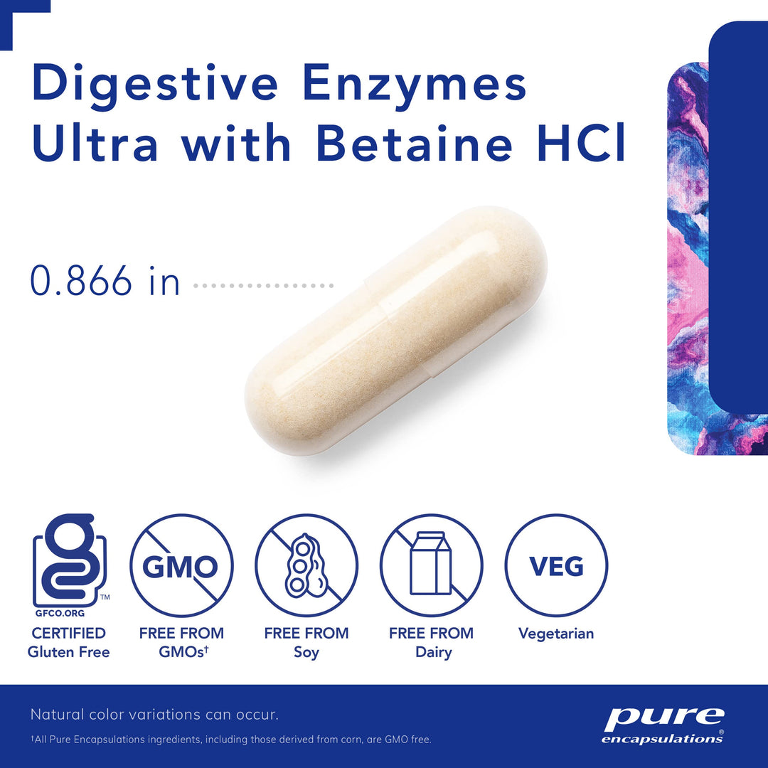 Digestive Enzymes Ultra with Betaine HCl - Vegetarian Digestive Enzyme Supplement to Support Protein, Carb, Fiber, and Dairy Digestion* - 90 Capsules