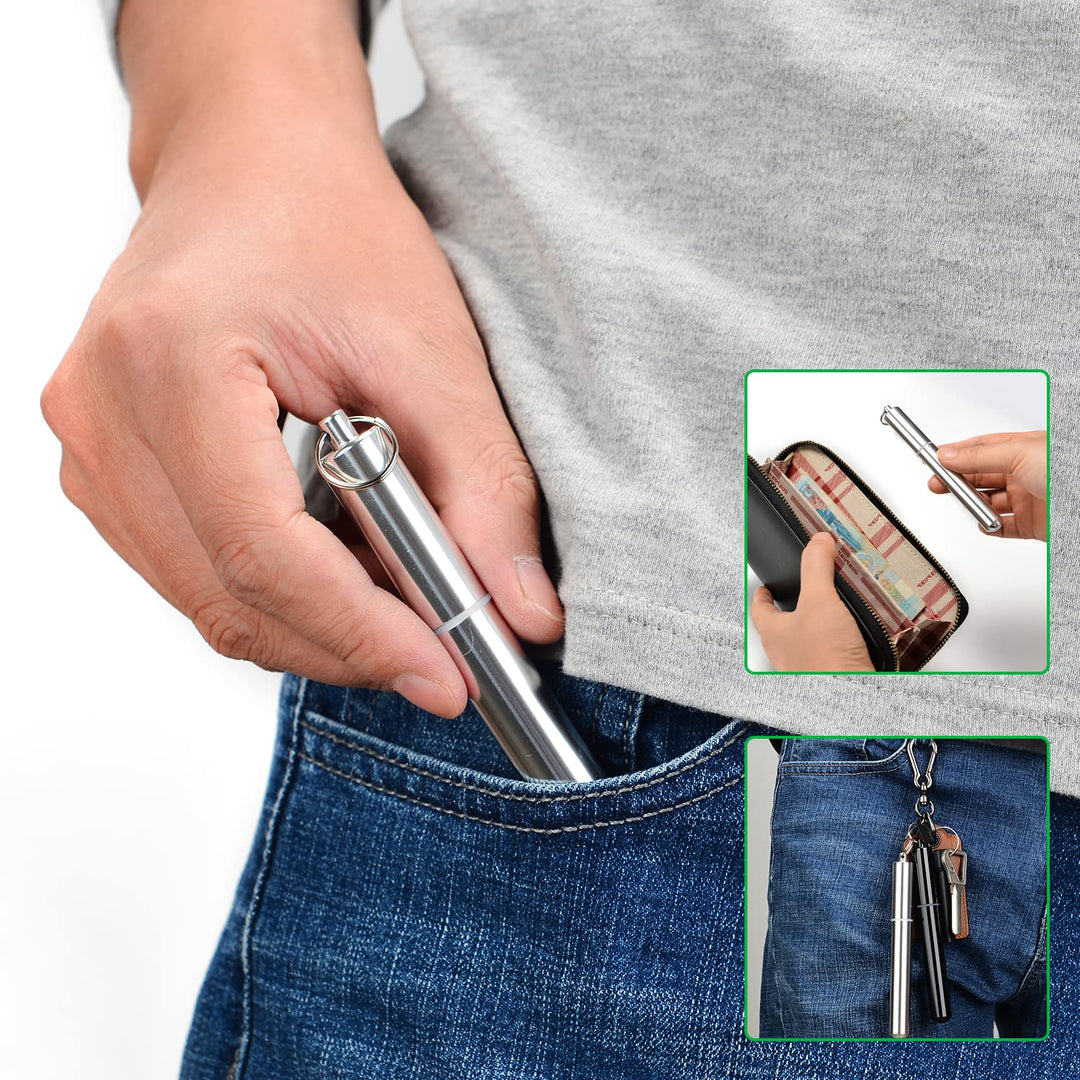 Airtight Aluminum Metal Storage Tube(3 Packs), Cute Small Pill Box Case Waterproof and Smell Proof Metal Tube Container Holder with Keychain, Fit in Pocket Purse Portable for Travel and Outdoors