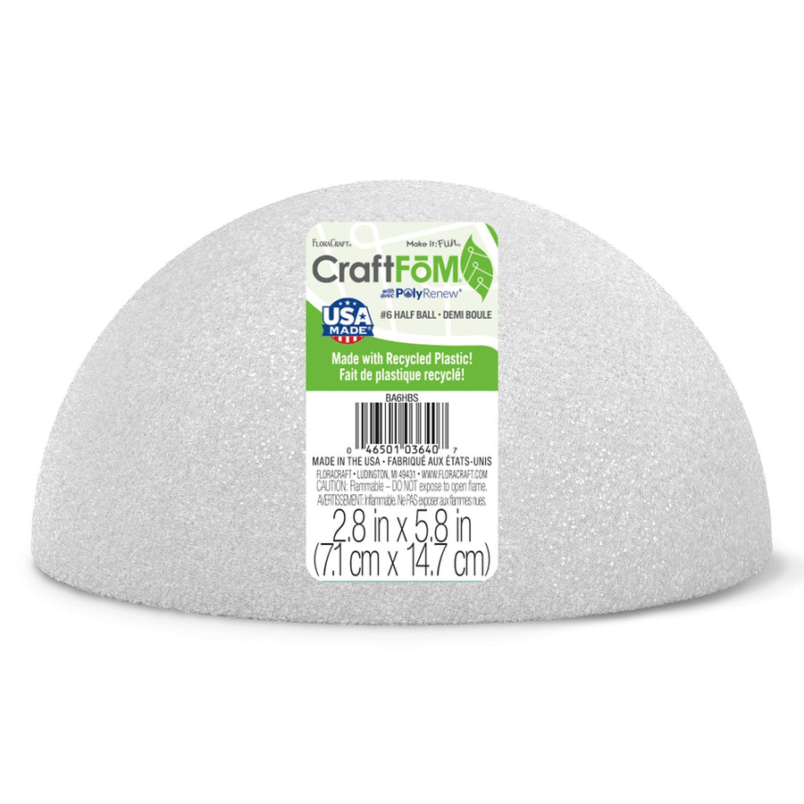 Styrofoam Half Ball 6 White