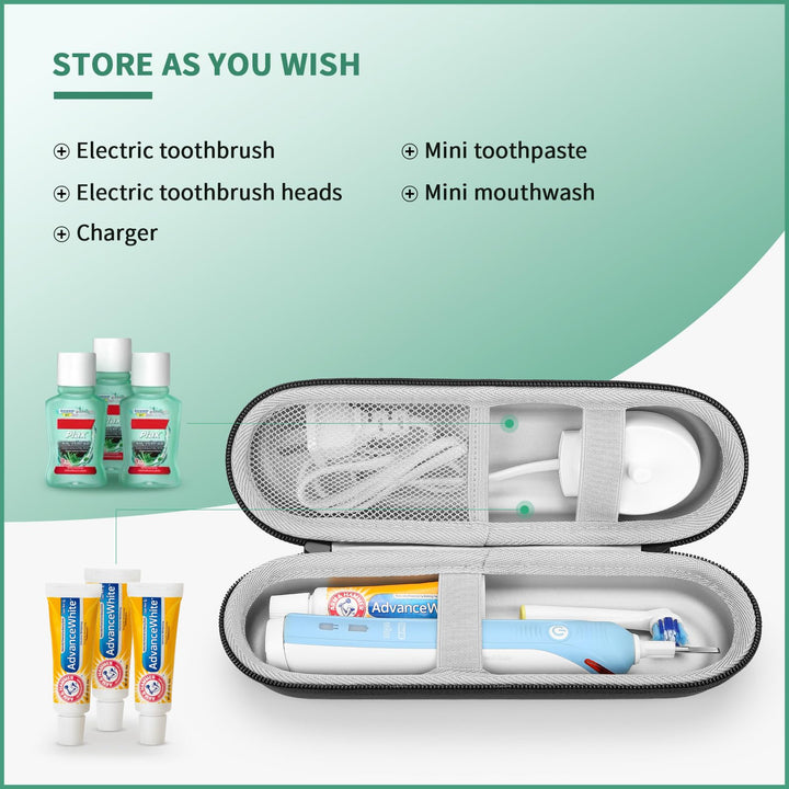 Electric Toothbrush Travel Case for Philips Sonicare & Braun Oral-B/Oral B Pro with Accessories Storage, Protective Hard Cover Portable Storage Bag (Black)