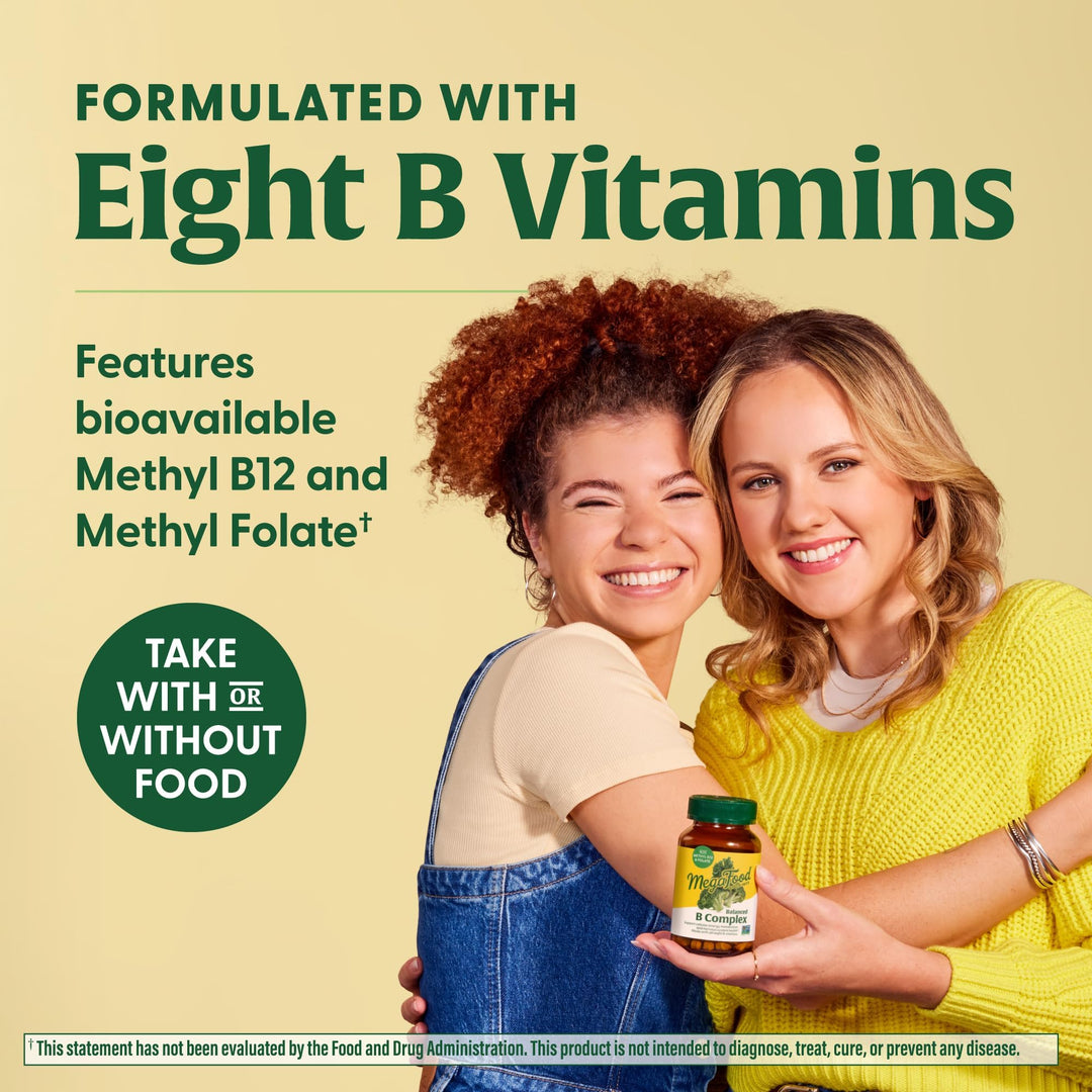 Balanced B Complex - B Complex Vitamin Supplement - 8 B Vitamins Including Vitamin B6, Vitamin B12, Folate, Biotin & More - Supports Cellular Energy Production - Vegan, Gluten Free - 60 Tabs