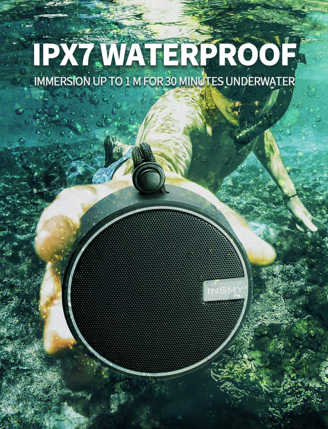 C12 IPX7 Waterproof Shower Bluetooth Speaker, Portable Small Speaker, Speakers Bluetooth Wireless Loud Clear Sound Support TF Card Suction Cup for Kayak Canoe Beach Gift (Black)