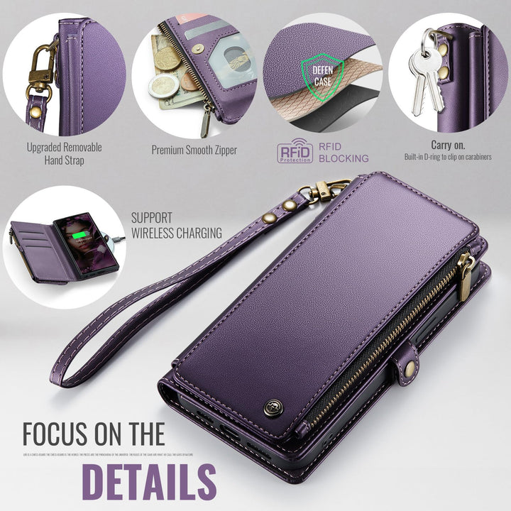 Compatible with Samsung Galaxy S22 Ultra Case Wallet with Card Holder for Women Men, PU Leather Magnetic Snap Flip Zipper Strap Wallet Case Fit for Galaxy S22 Ultra 5G, Blue