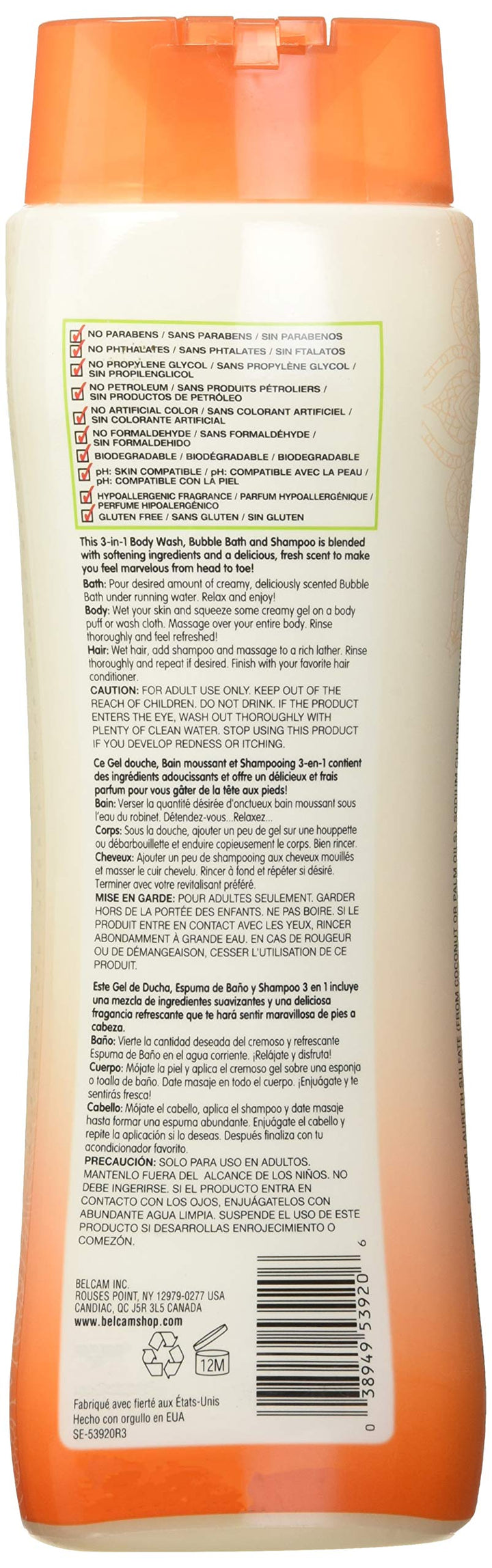 Paris Sweets 3-in-1 Body Wash, Bubble Bath and Shampoo, Sea Salt and Caramel, 16.9 Fl Oz (F53920A)