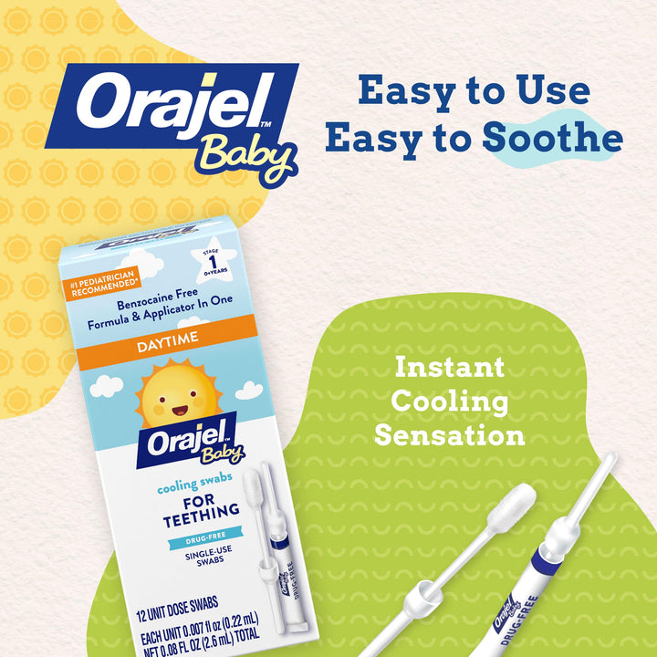 Ba Non-Medicated Cooling Swabs for Teething, 12 Unit Dose Swabs