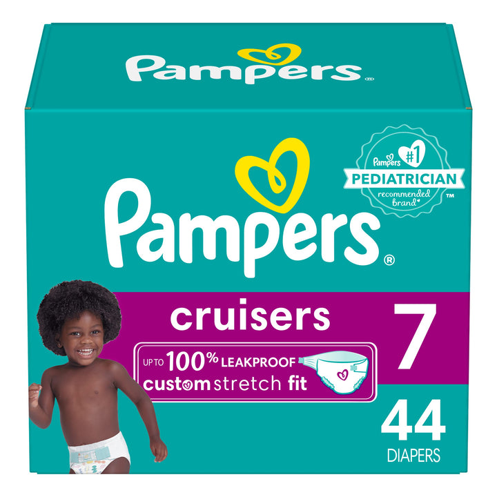 Cruisers Diapers - Size 7, 44 Count, Disposable Active Baby Diapers with Custom Stretch