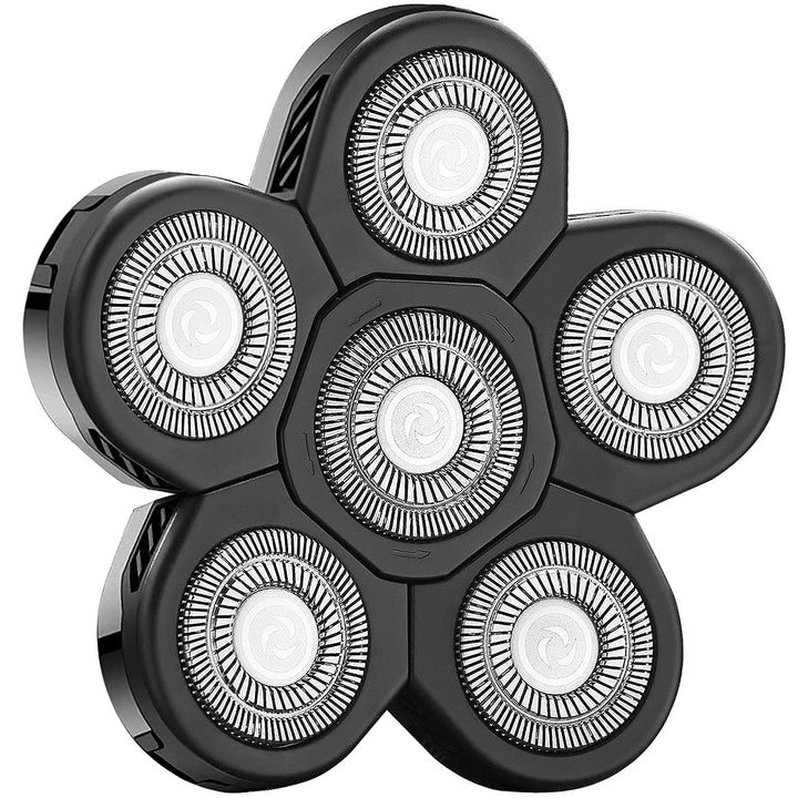 Universal 6 Blades Replacement Heads for Mainstream Shaver Brands, 5 Blades Head Shaver Replacement Blades, Head Shaver Bald Shaver Replacement Heads with Blade Cover Shaver Head (Black)