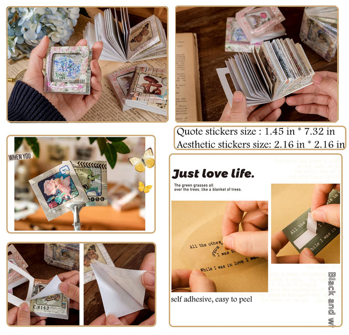 372 Pcs Aesthetic Stickers for Journaling Scrapbook Stickers Vintage Journaling Scrapbooking Supplies Kit with Quote Stickers for Bullet Journals Junk Journal Planners Craft Album
