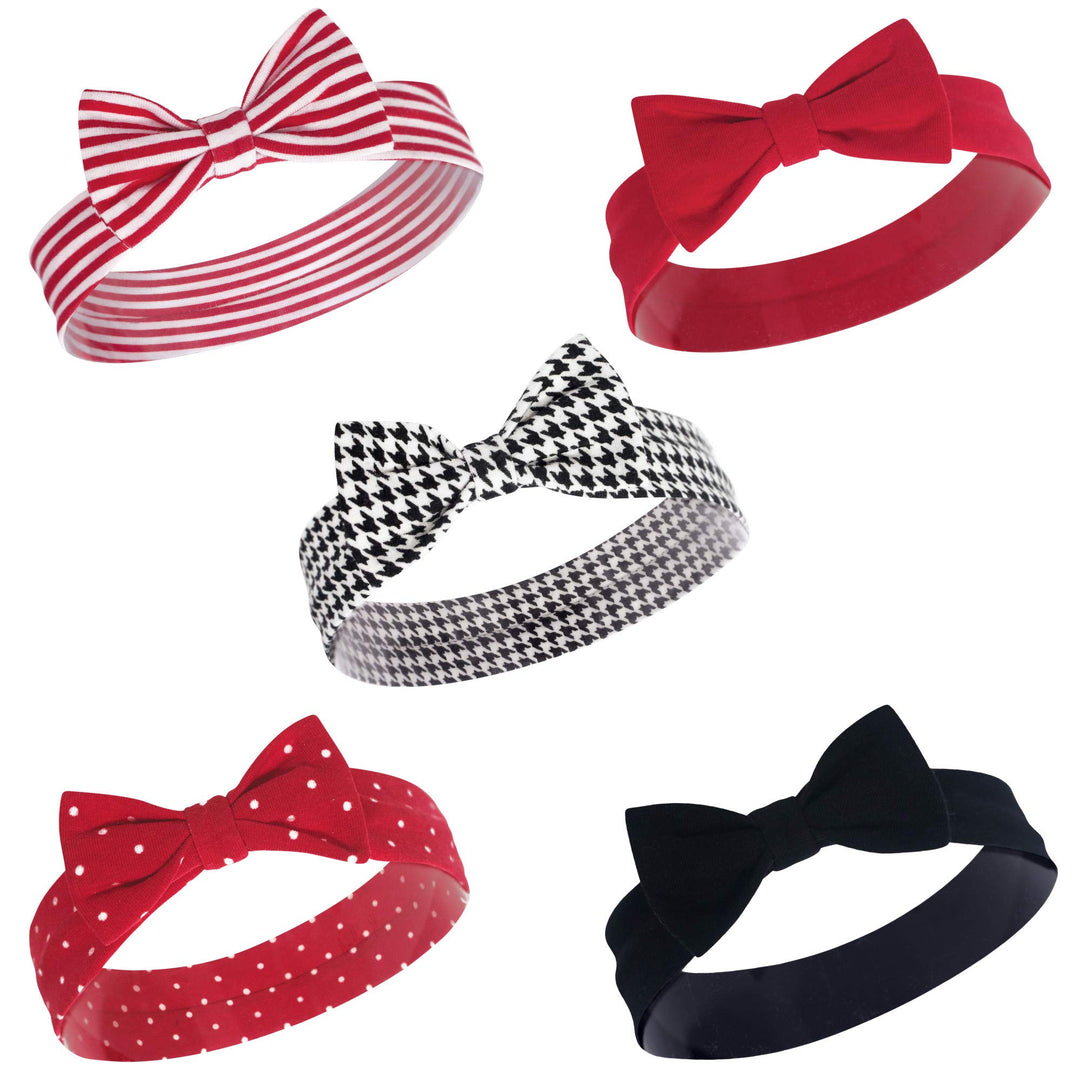 Hudson Baby Unisex Cotton and Synthetic Headbands, Red Houndstooth, 0-24 Months