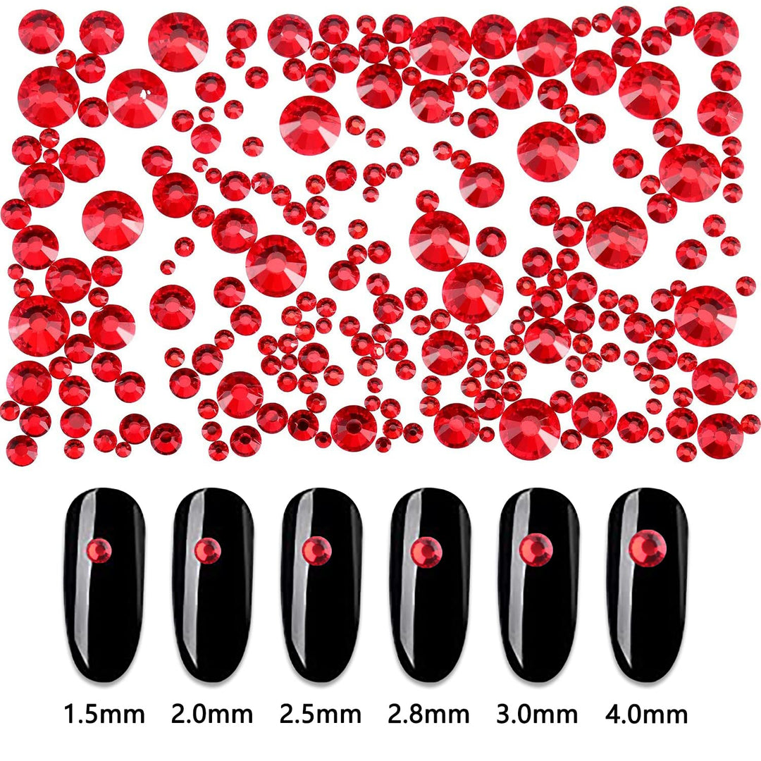 2 Box 1620 Pieces Ruby Red Rhinestones For Nails Flat Back Nail Rhinestones And Nail Crystals For Women Nails Red Gems Fake Nail Diamonds For Nails Art Gem Stones Glass Rhinestones 3d Nail Art