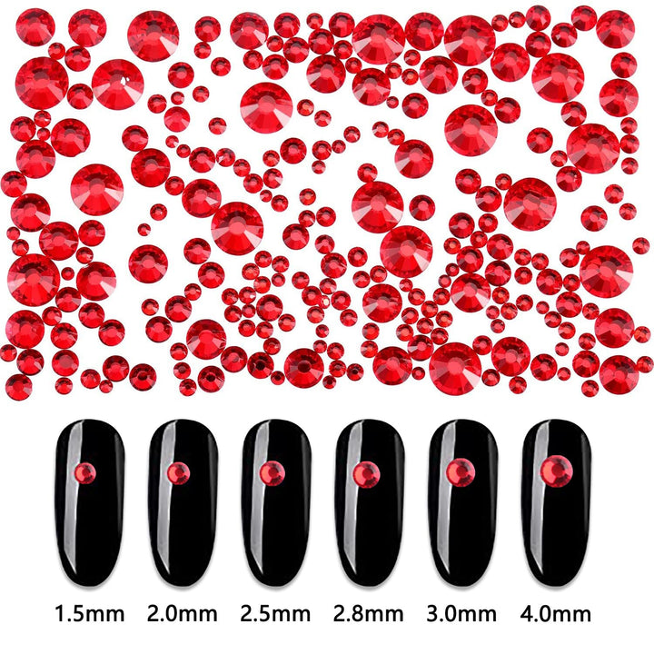 2 Box 1620 Pieces Ruby Red Rhinestones For Nails Flat Back Nail Rhinestones And Nail Crystals For Women Nails Red Gems Fake Nail Diamonds For Nails Art Gem Stones Glass Rhinestones 3d Nail Art