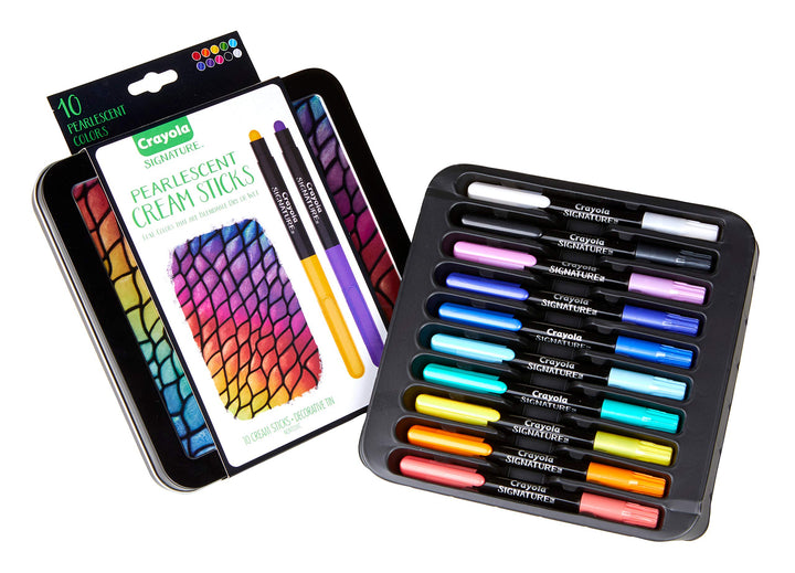 Pearlescent Cream Sticks & Case, Oil Pastel Alternative, Gift Set, 10 Count