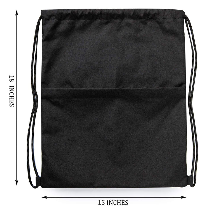 Drawstring Backpack Water Resistant String Bag Sports Sackpack Gym Sack with Side Pocket for Men Women - Black