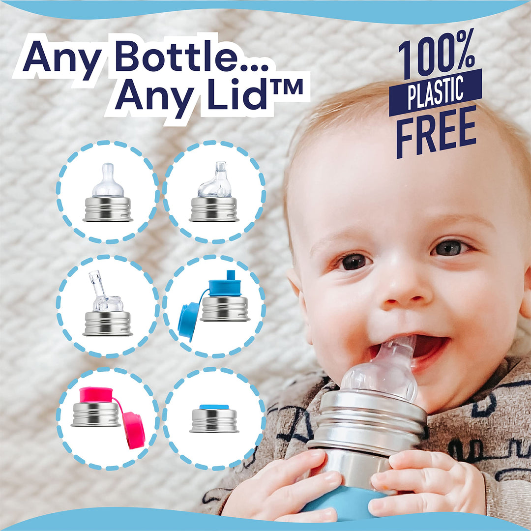 Kiki 11oz/325ml Stainless Steel Sippy Cup Bottle w/Sleeve, Plastic-Free, MadeSafe Certified, Medical-Grade XL Silicone Sipper Spout Fast Flow Rate for Kids, Toddlers, Babies & Infant - Green