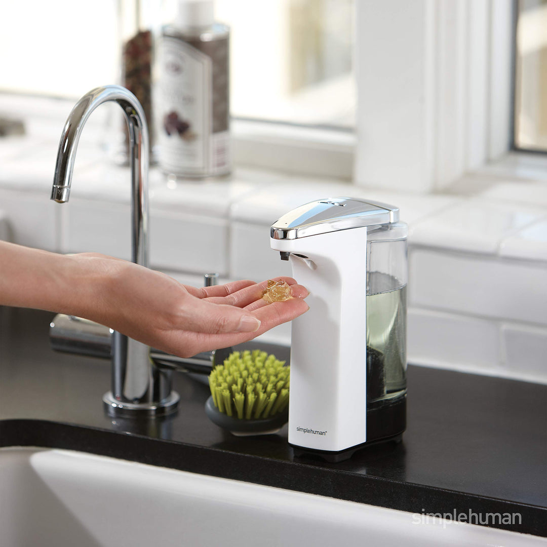 8 oz. Touch-Free Sensor Liquid Soap Pump Dispenser with Soap Sample, White
