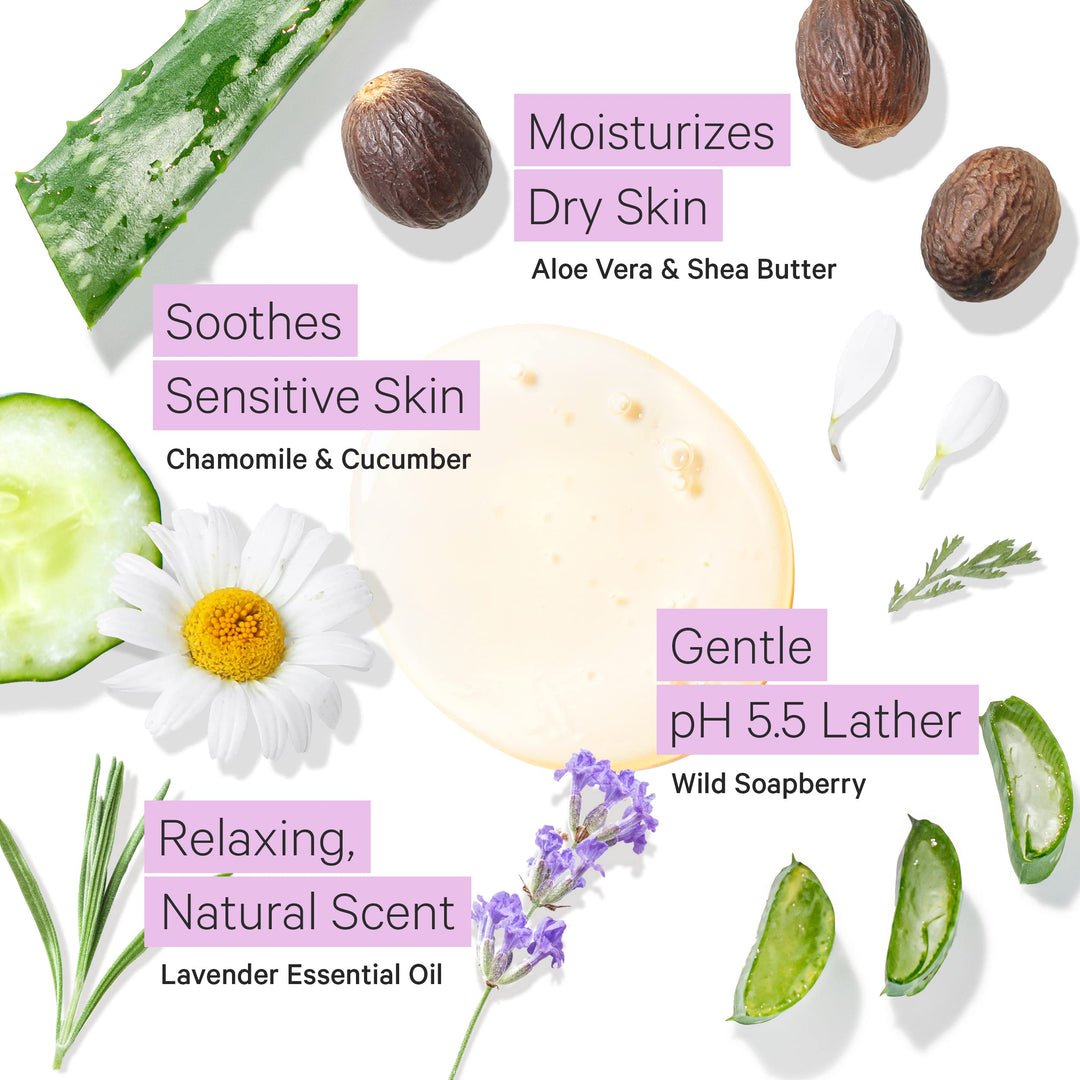Lavender Body Wash for Sensitive Skin & Dry Skin - pH Balanced Moisturizing Body Wash, Hydrating Sulfate Free Vegan Body Soap for Women & Men w/Organic Shea Butter, All Natural Aloe Vera