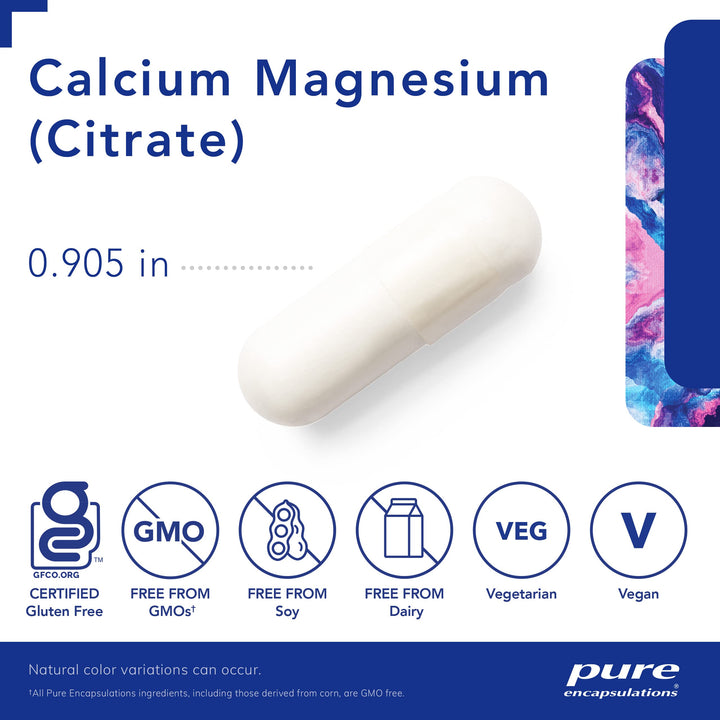 Calcium Magnesium (Citrate) - 240 g Calcium & 240 g Magnesium - Bone Health Support - Non-GMO & Vegan - 180 Capsules
