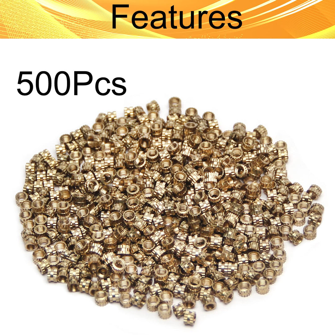 3D Printing Brass Nuts,500Pcs M3x3mm H x 4mm OD Knurled Insert Threaded Insert Nuts Female Brass Embedment Nut Heat Set Insert Nut for Printing 3D Printer Automotive Plastic Shell