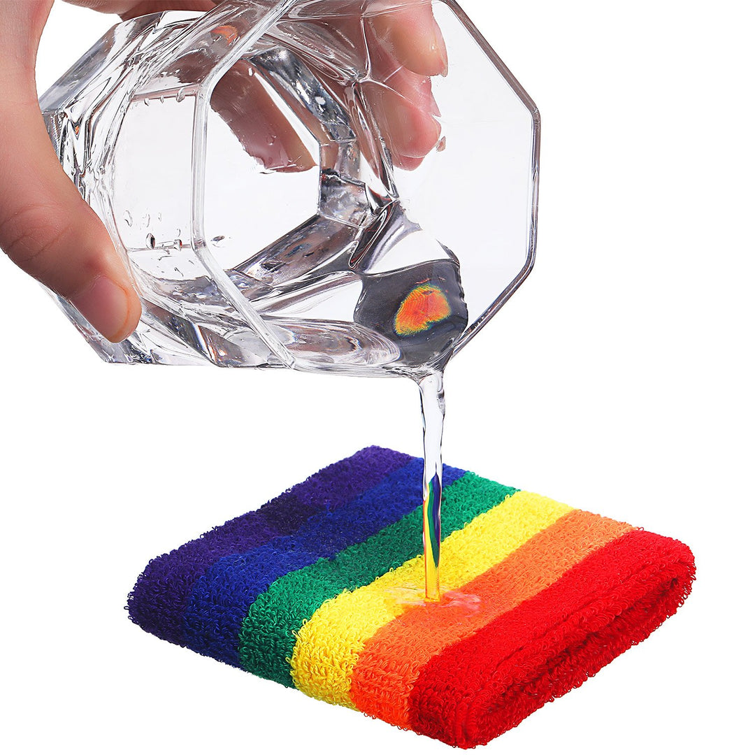 3 Pcs Sweatbands Set 80s Neon Sports Headband Tennis Striped Sweat Band Paris Sports Competitions Sports Games for Men Women Party Supplies(Rainbow,Striped Style)