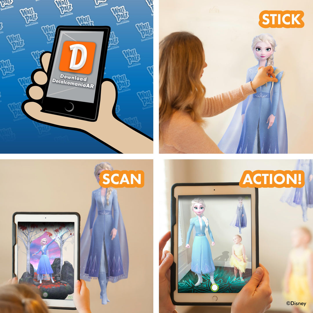 Wall Palz Disney Frozen 2 Wall Decals - 33 Elsa Frozen Wall Stickers with 3D Augmented Reality Interaction - Frozen Wall Decor for Bedroom